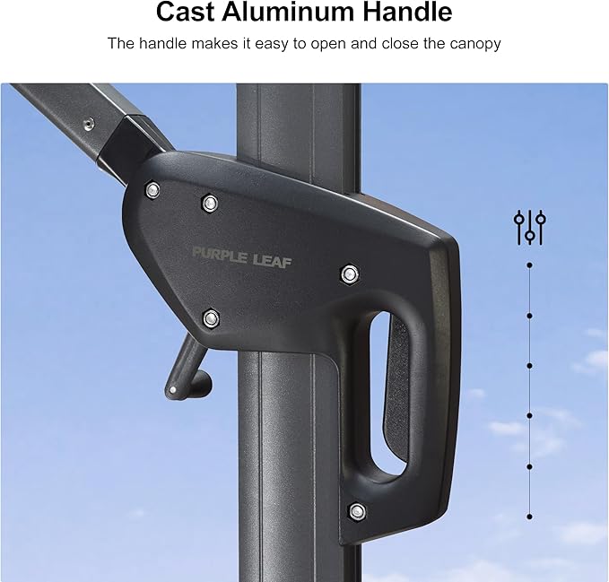PURPLE LEAF 10 Feet Patio Umbrella Outdoor Cantilever Square Umbrella Aluminum Offset Umbrella with 360-degree Rotation for Garden Deck Pool Patio Black
