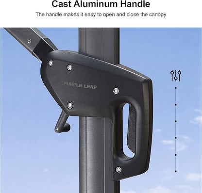 PURPLE LEAF 10 Feet Patio Umbrella Outdoor Cantilever Square Umbrella Aluminum Offset Umbrella with 360-degree Rotation for Garden Deck Pool Patio Turquoise Blue