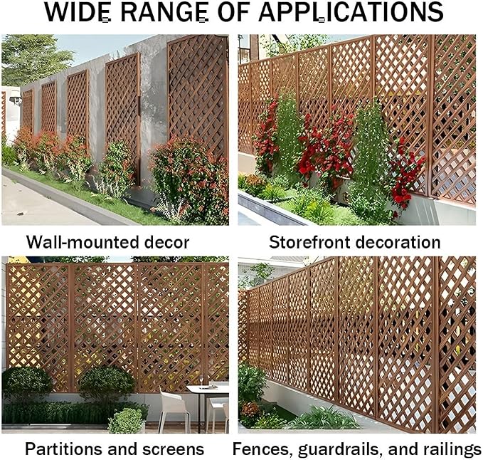 Zfmnoyev Outside Wooden Decorative Fences, Courtyard Edge Fence Board, Decorative Garden Trellis for Climbing Plants, Standing Decorative Privacy Fence Panels for Deck Patio Balcony(60x90cm)