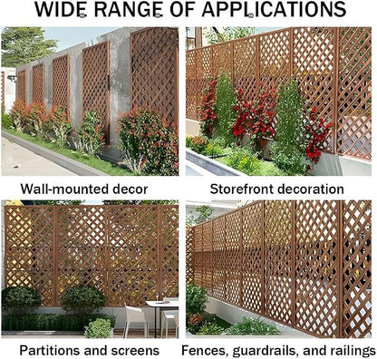 Zfmnoyev Outside Wooden Decorative Fences, Courtyard Edge Fence Board, Decorative Garden Trellis for Climbing Plants, Standing Decorative Privacy Fence Panels for Deck Patio Balcony(45x150cm)