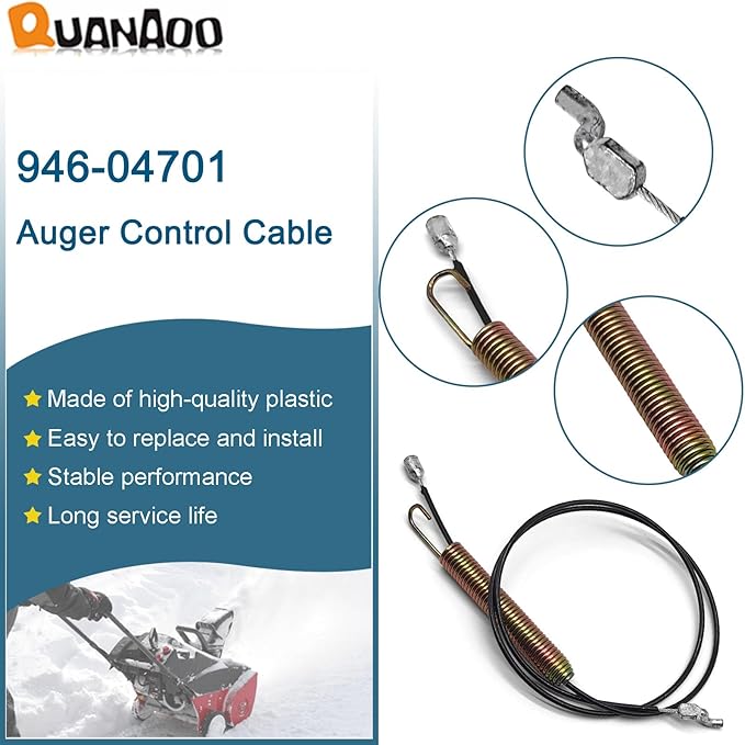Auger Control Cable 946-04701 for Cub Cadet Craftsman Troy-Bilt MTD Columbia 21" Snow Blowers or Snow Thrower Replace 746-04701 Auger Clutch Cable