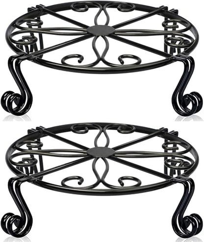 Plant Stand for Heavy Duty Potted Holder Indoor Outdoor Metal Rustproof Iron Garden Container Round Supports Rack for Planter Bronze, Pumpkin Stand Outdoor