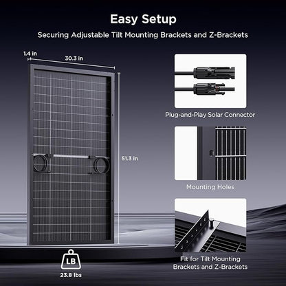 N-Type 16BB 400W Bifacial Solar Panel, 2Pcs 200 Watt Solar Panel 12V, 25% High Efficiency Monocrystalline PV Module for RV Camper Marine Home Rooftop Farm Off-Grid Systems (2 Pack 200W)