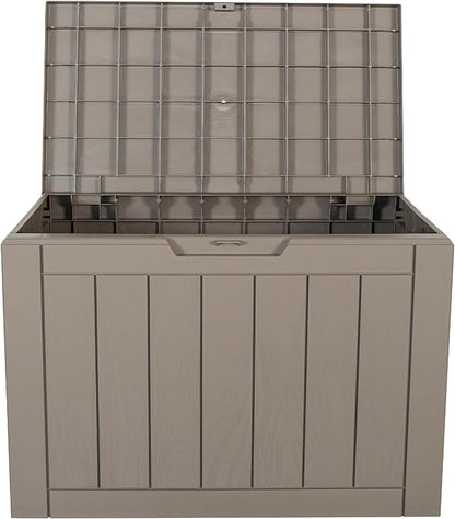BTEXPERT Set of 2, Indoor Outdoor Storage Box, 30 Gallon Resin Deck Container for Package Delivery Patio Furniture Cushions Garden Tools Pool Sports Equipment UV Resistant Waterproof Lockable
