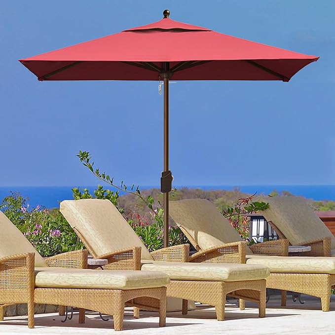 EliteShade USA 10-Year-Non-Fading 6x6Ft Square Market Umbrella Patio Outdoor Table Umbrella with Ventilation, Burgundy