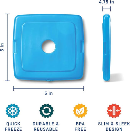 Cool Coolers by Fit + Fresh, 4 Pack Slim Ice Packs, Space Saving Reusable Ice Packs for Lunch Boxes or Coolers