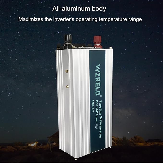 WZRELB 1200W Pure Sine Wave Inverter 24V DC to 110V 120V AC,Car Power Inverter with Dual AC Outlets, LED Display,Off-Grid Portable Power Converter for Home, RV, Truck, Camping