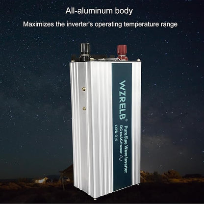 WZRELB 1000W Pure Sine Wave Inverter 48V DC to 110V 120V AC,Car Power Inverter with Dual AC Outlets, LED Display,Off-Grid Portable Power Converter for Home, RV, Truck, Camping