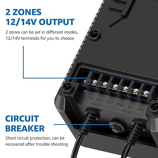 SUNVIE 300W Low Voltage Landscape Transformer with 2 Independent Control Output Landscape Lighting Transformer with Timer and Photocell Sensor 120V AC to 12/14V AC Weatherproof Low Voltage Transformer
