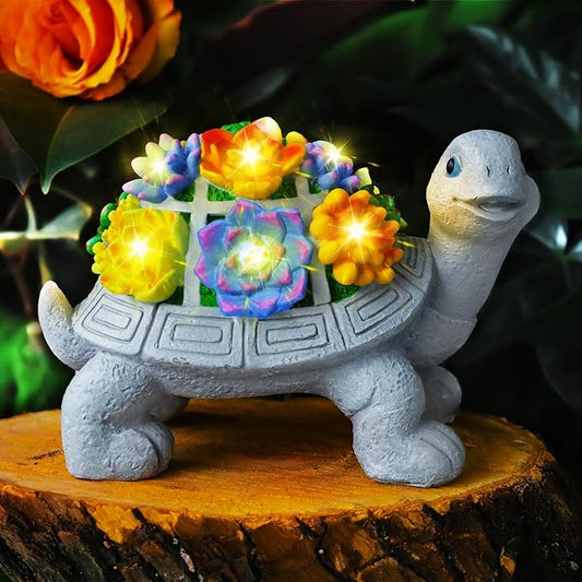 Womens Gifts Solar Turtle Statues for Garden Decor, Outdoor Sculptures for Clearance Lights for Outside Lawn Ornaments Porch Patio Balcony Yard Home - Birthday Easter Gifts for Mom Grandma
