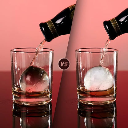 Clear Ice Ball Maker Tray - 2 Inch Ice Cube Maker Mold,4 Cavity Large Clear Ice Ball Silicone Tray, Crystal Clear Ice Sphere Maker Mold for Whiskey and Cocktail