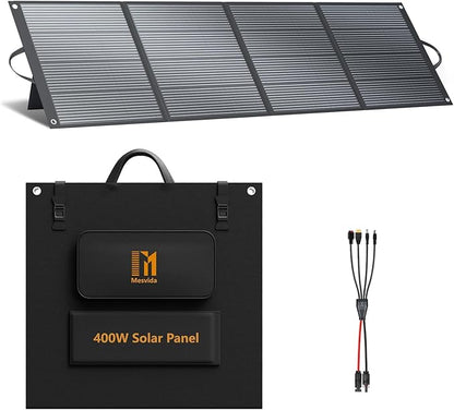 400 Watt Portable Folding Solar Panels IP68 Waterproof ETFE Coating 41V MC4 Output for Power Stations Solar Generator Camping Off-Grid RV Emergency Backup Hurricane