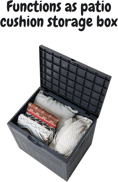 33 Gallon Deck Box, Small Outdoor Storage Box Waterproof, Lockable Secure Package Bin Delivery Box for Outside Front Porch, Patio Cushions Storage Box, Delivery Driver Snack Box for Porch, Grey