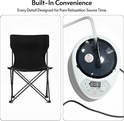 Portable Steam Sauna at Home 1 Person Therapy, Low EMF 1200W Fast Heating Sauna Box, Indoor Dry Sauna with Foldable Chair for Home, Gym (2.6Lx2.6Wx6H Ft)