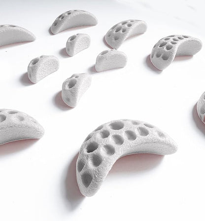 Moon Rock Climbing Holds Easy to Grab for Home Climbing Walls and Swing Sets. Positive in Cut Jugs Great for Kids. Dual Texture, Eco Friendly, Non-Toxic. 2X Stronger Recycled Material. (Bone White)