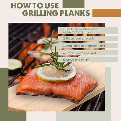 Landical 3/6/10/13/20 Pcs XL XXL Large Cedar Plank for Grilling Salmon Thicker Design Full Filet of Meat Fish Veggies Adding Extra Smoke and Flavor Soaking Fast Easy to Use(10 Pcs,15 x 7 Inches)