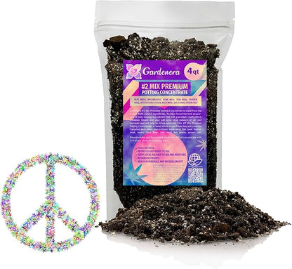 Gardenera Premium Organic #1 Potting Soil Mix - Ideal Nutrient Blend for Robust, High-Yield, and Beautifully Blooming Outdoor Guerrilla Growing Plants - 4 Quart