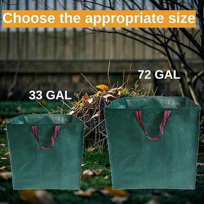 Heavy Duty Reusable Garden Bags with Reinforced Handles - 72-Gallon Leaf Collector & Yard Waste Bags, Portable Foldable Lawn Bags for Home, Garden, and Yard Cleanup