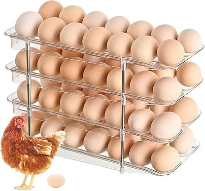 Detachable Egg Storage - 4-Layer Clear Container Box, Stackable Egg Organizer | Large Capacity Storage Rack, Compact Space Saving Design, Durable Kitchen Fridge Pantry Accessory | Efficient Counter O