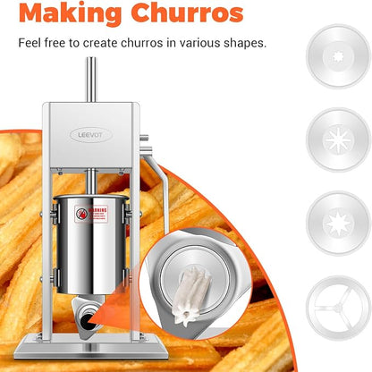 7LBS/3L Manual Sausage Stuffer, Professional Stainless Steel Sausages Maker & Filler Kit with 2 Speed, 5 Stuffing Tubes, Vertical Meat Stuffers for Home Kitchen, Commercial Use