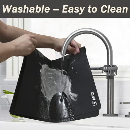 1.5MM Extra Thick Placemats Large Silicone Mat Heat Resistant Table Mat | 28" x 20" Kitchen Countertop Protector, Washable Place Mats Silicone Mats for Kitchen Counter Mat Table Mat, Black, Sapid