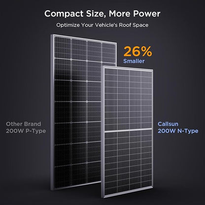 N-Type 16BB Bifacial Solar Panel 200 Watt,12V 200W Monocrystalline Solar Panel, 25% High Efficiency PV Module, for Van RV Trailer Marine Rooftop Home Power Station Off Grid (1 Pack Silver)