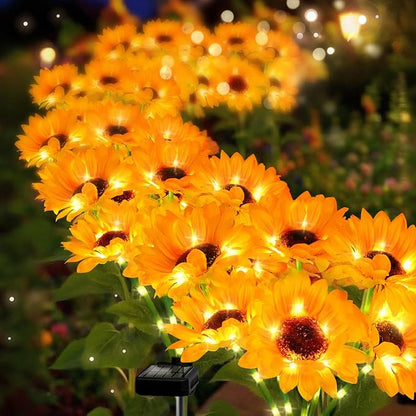 Solar Sunflower Lights 2 Pack with 12 Sunflower Solar Lights Outdoor Garden Decor Birthday Gift for Mom Women Grandma,Waterproof Solar Flower Garden Stake Lights for Yard Landscape Patio Lawn Pathway