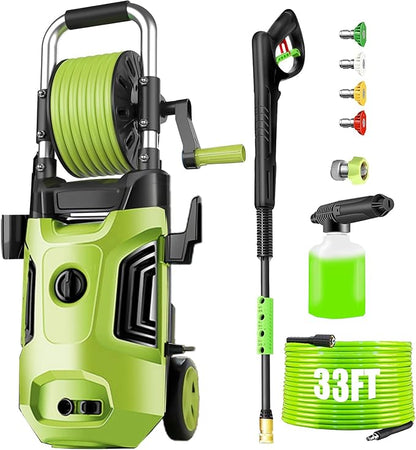 Pressure Cleaner 4800 PSI Power Cleaners Electric Powered with 33ft Pressure Hose, 4 Nozzle and Foam Cannon, Powercleaners for Home, Cars, Patio, Navy Blue