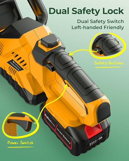 20'' Hedge Trimmer Cordless with 2pcs 4000mAh Battery, Electric Handheld Bush Clipper with Rechargeable Batteries, 3000RPM 180° Rotatable Head, 2/3'' Blade Gap, Yellow