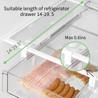 vacane Fridge 28 Egg Drawer Pull Out,Clear Egg Holder Tray for Refrigerator With Handle, Refrigerator Organizer Bins Heavy Duty-L With Egg Tray