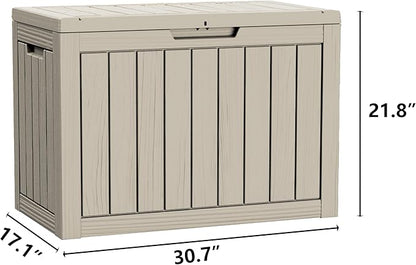 45GAL Brown Outdoor Storage Deck Box with Lock Hole- Waterproof, SGS - Tested UV Protection, Perfect for Storing Patio Pillows and Pool Floats, Sturdy Design for All - Weather Use