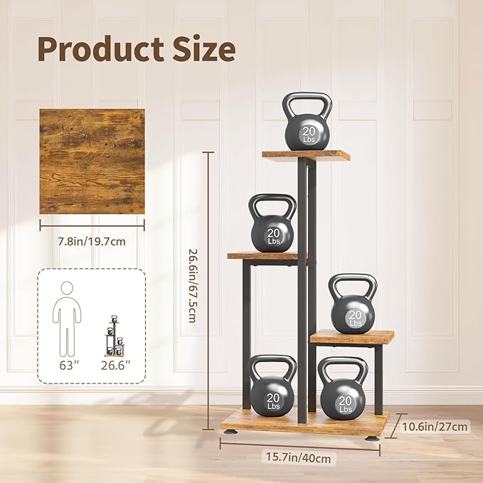 LASZOLA Black 4 Tiered Wood Plant Stand Indoor for Large Heavy Duty Planter, Sturdy Multi Level Corner Vertical Flower Rack for Narrow House, Rustic Tall Orchid Shelving Holder for Decor, Space Saving