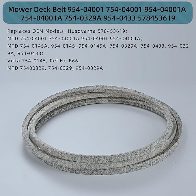 5/8 x 69 Mower Deck Belt Replace for MTD Cub Cadet Troy-Bilt 954-04001 MTD Cub Cadet 754-04001 954-04001A 754-04001A 754-0329A 754-0433 954-0329A 954-0433, Husqvarna 578453619 (754-04001)