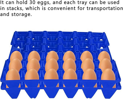 Egg Crate, 5PCS Flats 30 Cell Egg Crates Holder Tray Egg Tray Egg Cartons Stackable Egg Cartons Hold Multiple Eggs Home Farm Supplies for Storing, Sorting, and Shipping Eggs (Blue)