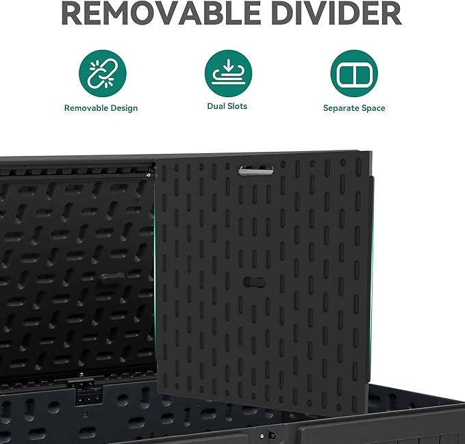 YITAHOME 200 Gallon Extra Large Deck Box, Double-Wall Resin Outdoor Storage Box with Flexible Divider for Patio Cushions Pool Supplies Garden Tools, 990 lbs Load Capacity, Lockable (Black)