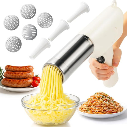 3 in 1 Electric Potato Ricer and Pasta Maker Machine, Multi Function Noodle Maker Potato Masher Sausage Maker and Stuffer for Home Kitchen, Powerful Motor Easy to Use and Clean