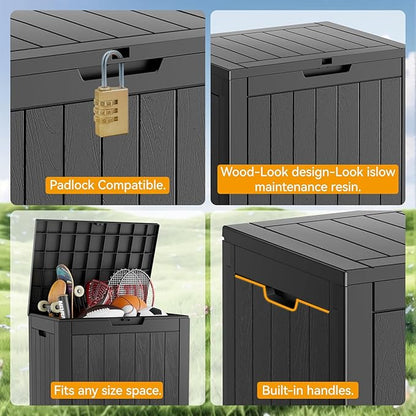 31 Gallon Outdoor Storage Box, Resin Deck Boxes Outdoor Waterproof For Patio Furniture, Garden Tools, Pool Supplies, Durable And UV Resistant, Lockable