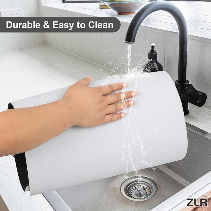 ZLR Coffee Bar Mat for Keurig & Nespresso, 12"x16" Small, Light Gray | Absorbent Dish Drying Mat, Stain-Hiding PU Leather Top, Non-Slip Rubber Back, Heat-Resistant, Fits Frother & Pour-Over