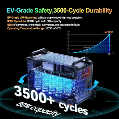 OSCAL Promax6000 Solar Generator with 3x500W Solar Panel,6000W(Peak 7200w),120V/240V Dual Voltage Portable Power Station,3600WH Lifepo4 Battery 14 Outlets,2200W 1.96H Fast Charge,for Home Backup,RV.