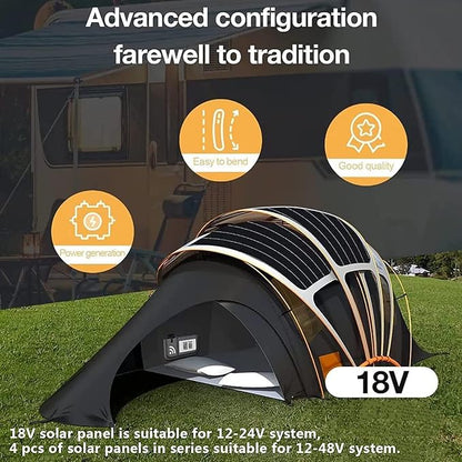 1200 Watt Flexible Solar Panel for RV, 2 × 600 Watt 12 Volt Solar Power Panel Kit Photovoltaic Module Monocrystalline Solar Panels for Camping Off Grid Car Battery Charging Boat