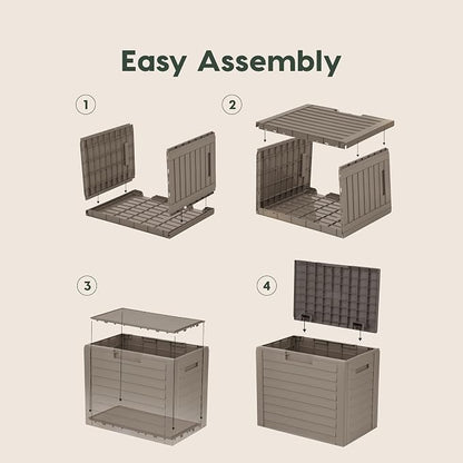 IRIS USA 35 Gallon Outdoor Deck Box, Lockable, Weather-Resistant, Brown | UV-Protected, Waterproof Resin, Patio Storage for Cushions, Garden Tools & Packages