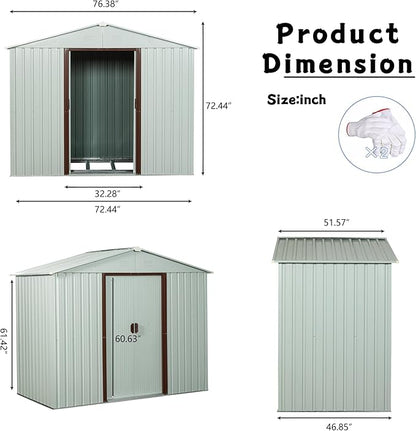 Favfurish 6 x 5 FT Outdoor Storage Shed Heavy Duty Metal-Shed with Punched Vents, Sliding Doors & Padlock,Large Waterproof Tool Sheds for Garden,Backyard,Lawn,Easy Assembly,White