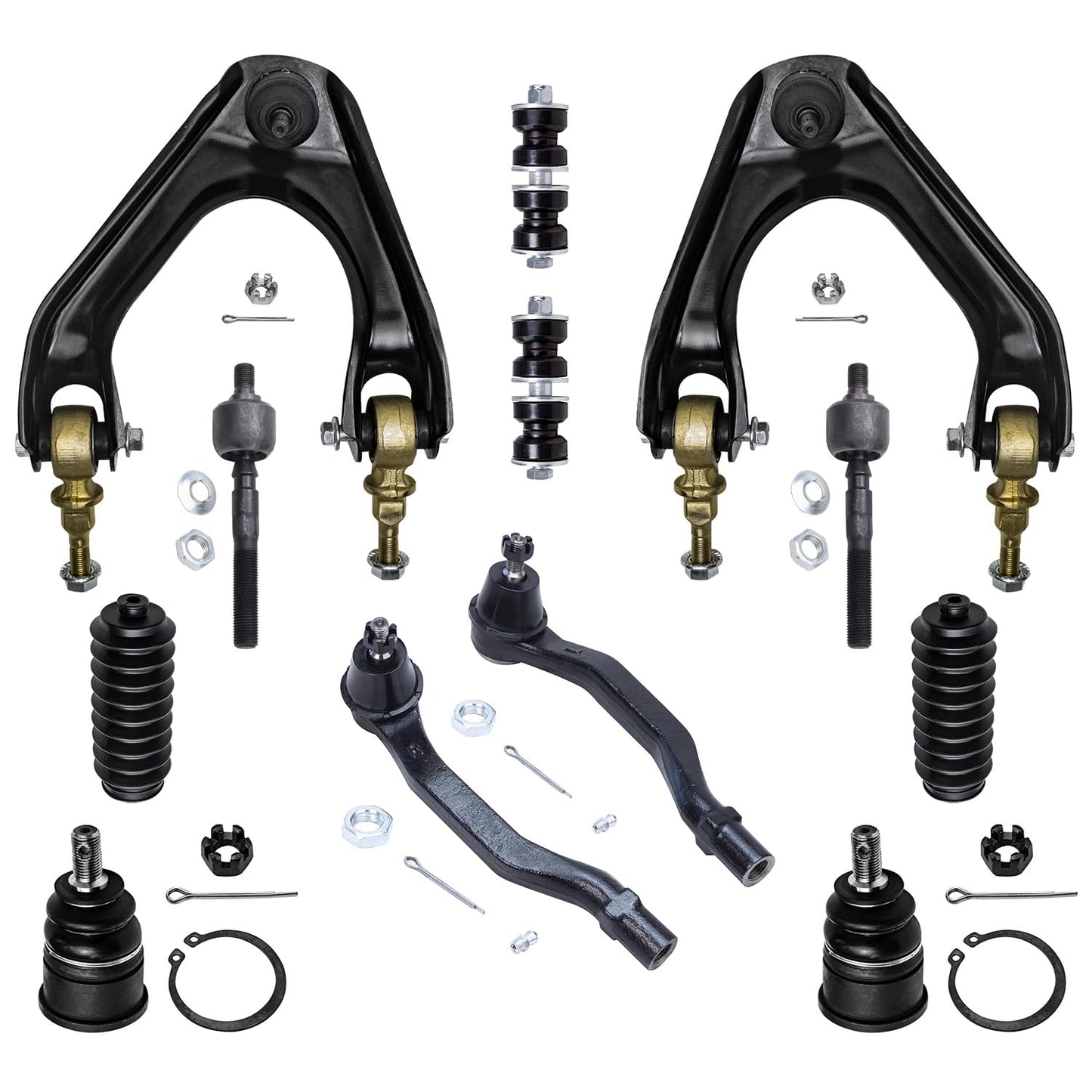 Detroit Axle - 12pc Front End Suspension Kit for 90-93 Honda Accord, Upper Control Arms Lower Ball Joints Tie Rods Sway Bars Boo