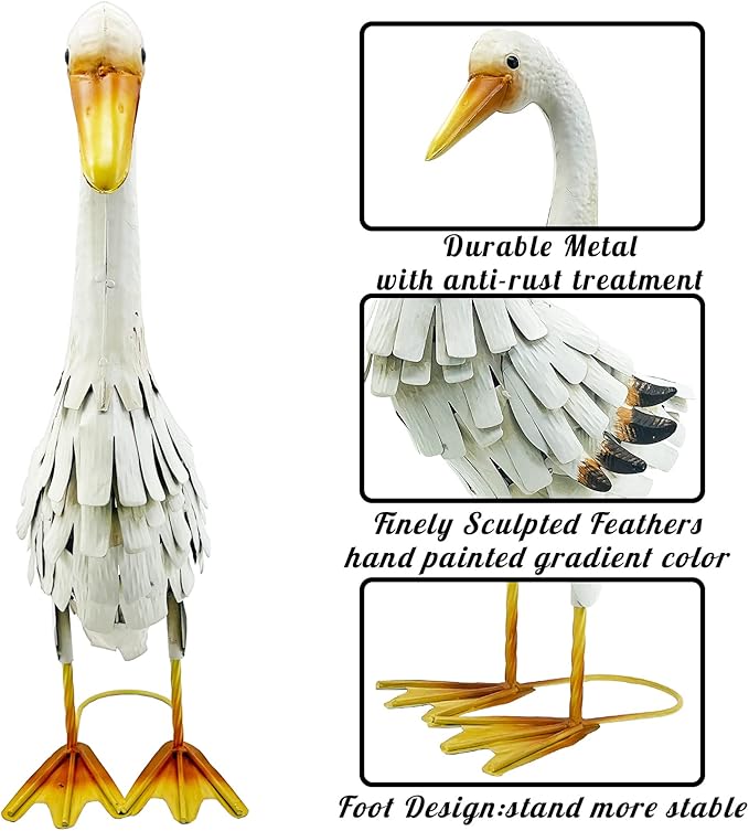 Metal Duck Garden Statue Outdoor Duck Decor Yard Art Sculpture for Home Lawn Backyard Porch Patio Decoration