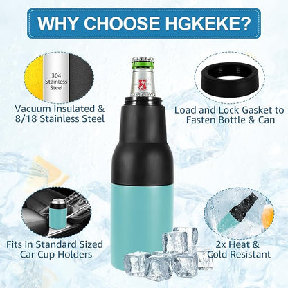 12oz Frosty Can Cooler Double Walled Stainless Steel Bottle Holder | Mint Green Beer Bottle Insulator Slim Can Cooler with Beer Opener Vacuum Insulated Ice Cold Clear Water Home Goods