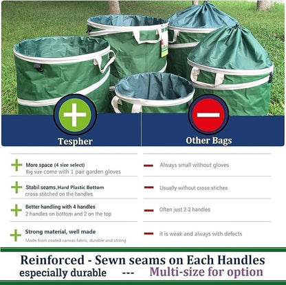 24-Gallon Collapsible Trash Can (19x21 in) Hard-Shell Bottom Yard Garden Bag for Yard Waste,Debris Bags,Pop-Up Trash Can,Recycling Bin,Camping Waste Bin,Laundry Hamper,Lawn Grass,Leaf Bag,Weeds Barrel