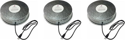 Farm Innovators 125 Watt Heated Base for Double Wall Metal Poultry Founts with 35 Degrees Fahrenheit Temperature and Below, 3 Pack, Metallic