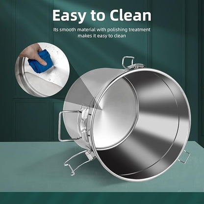 21L/5.55Gal Stainless Steel Airtight Canister Food Storage Canisters with Airtight Lid&Locking Clamp Rice Cereal Grain Canisters Container Bucket for Rice Milk Jug Coffee Bean Cookies Storage
