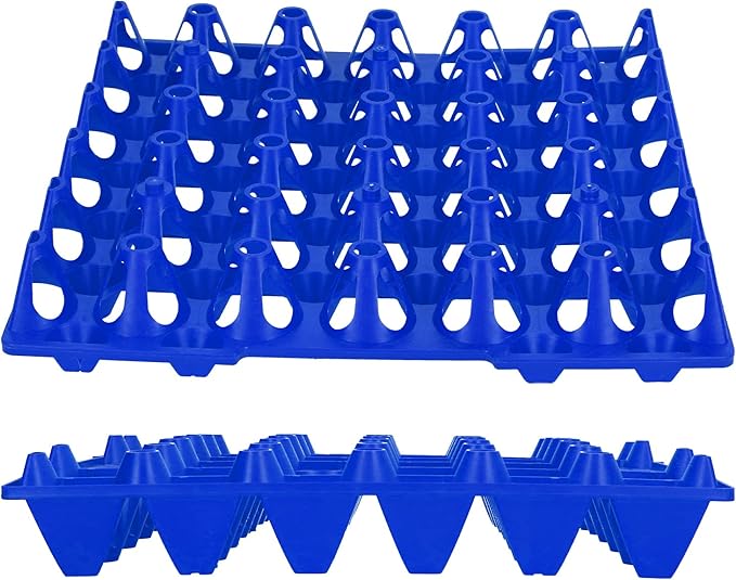 Egg Storage Tray Durable Stackable Egg Crate Holder for Home Farm Supplies 5PCS for Chicken Eggs, 11.3x11.1in (Blue)