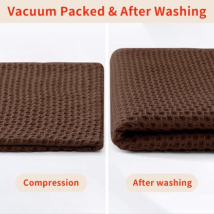 Homaxy 100% Cotton Waffle Weave Kitchen Dish Cloths, 4-Pack, Coffee | 12 x 12 Inches, Ultra Soft Absorbent Dish Towels, Quick Drying Dish Rags with Hanging Loop
